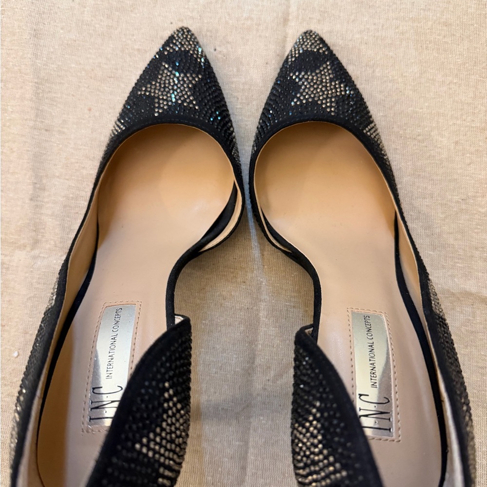 INC International Concepts Black and Silver Sparkle Studded Heels - Picture 3 of 4